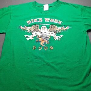 Anvil Daytona Beach Bike Week 2009 Green Tee Shirt